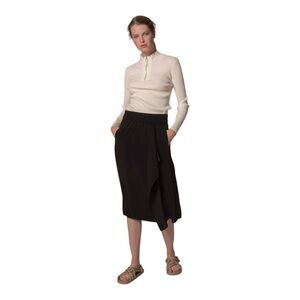 InWear Black Midi Abana Skirt - Ruffle With Split Elastic Waist - Size 8
